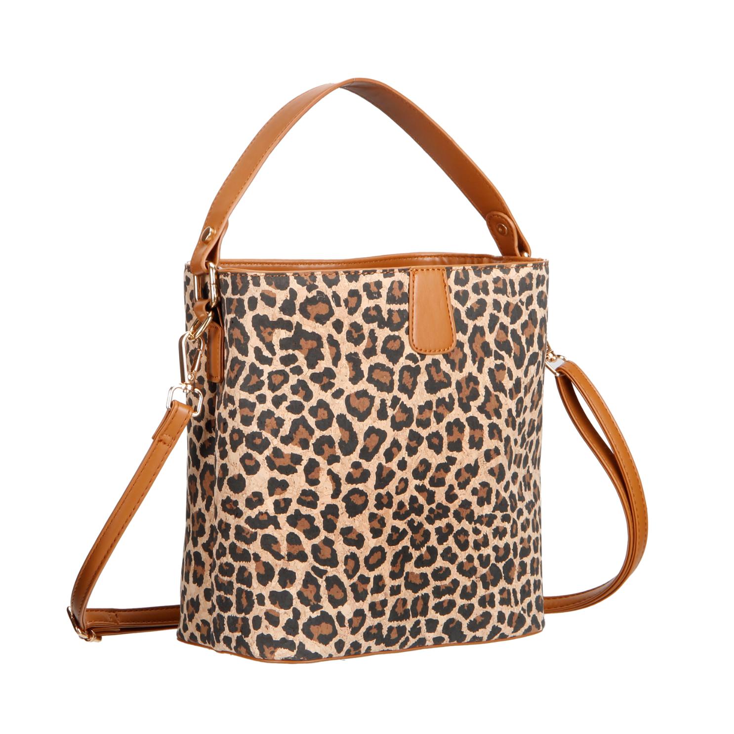 Bolso de hombro con correa ancha de corcho con textura retro